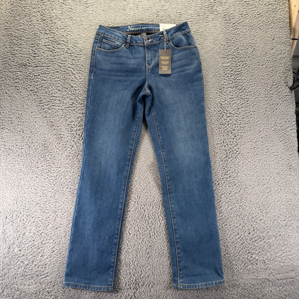 Natural Reflections Jeans Womens 4 Blue Denim Lined Straight Relaxed Fit Stretch
